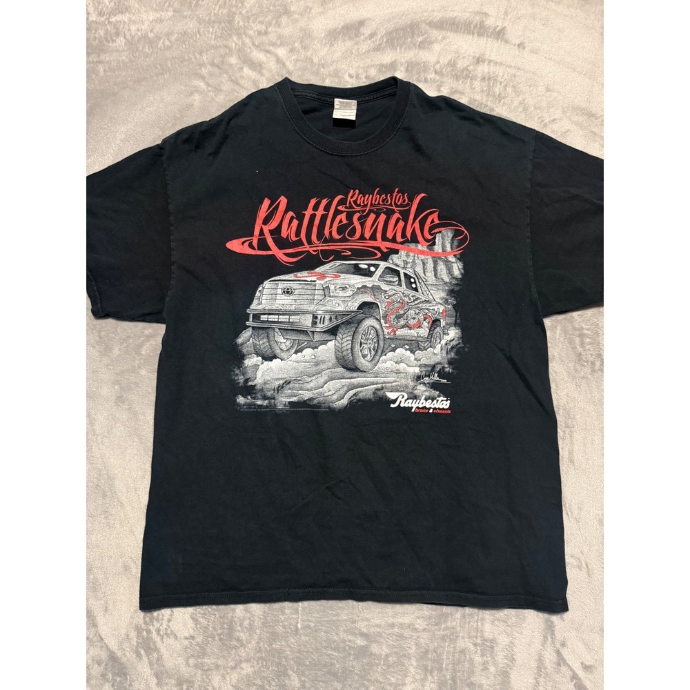 Gildan T-Shirt Mens XL Black Raybestos Rattlesnake Toyota Tundra Graphic Tee